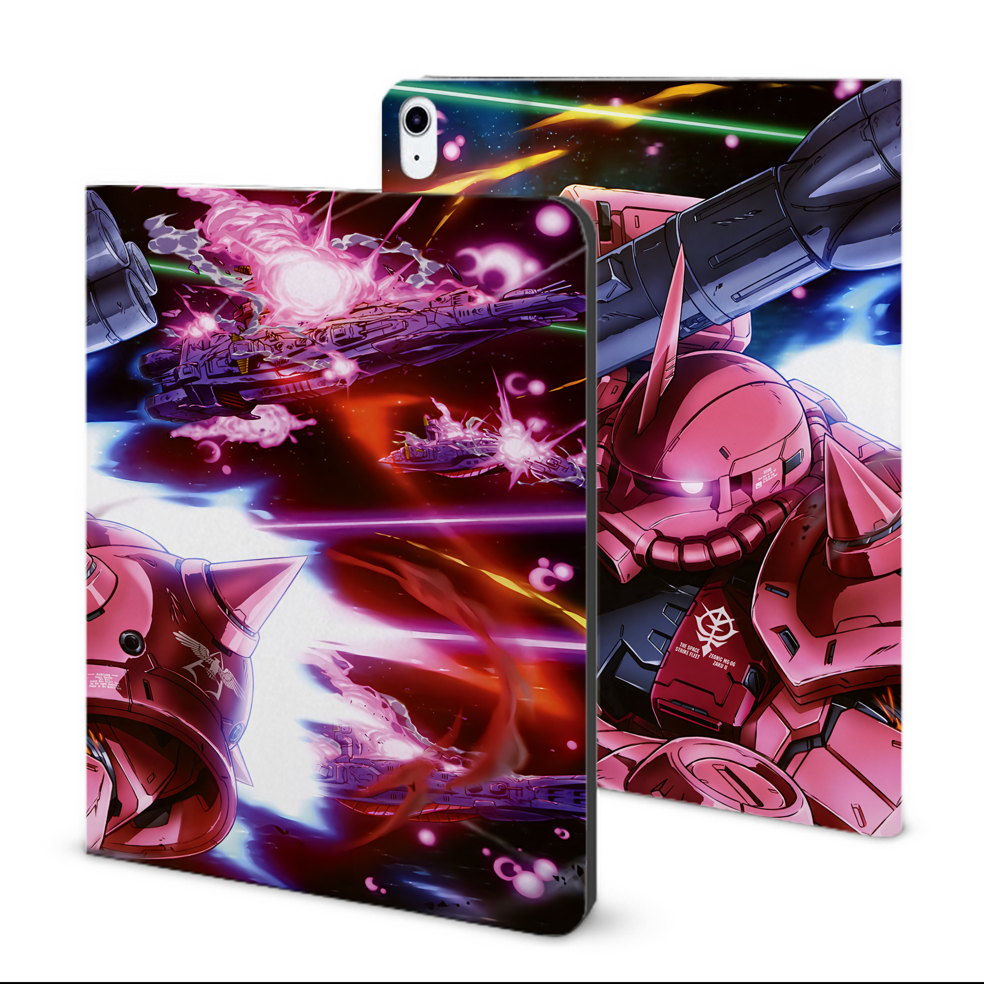 （画像用） 機動戦士ガンダム Mobile Suit Gundam IPad ケース ブック型 PUレザー TPU 耐衝撃 軽量 薄型 ペン収納なし 全面保護 IPad 各モデル対応